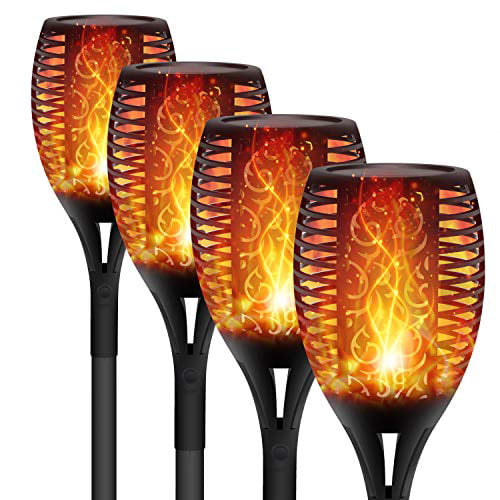 4 Packs Outdoor Solar Torch Dance Flickering Flame Light Garden Waterproof Lamp